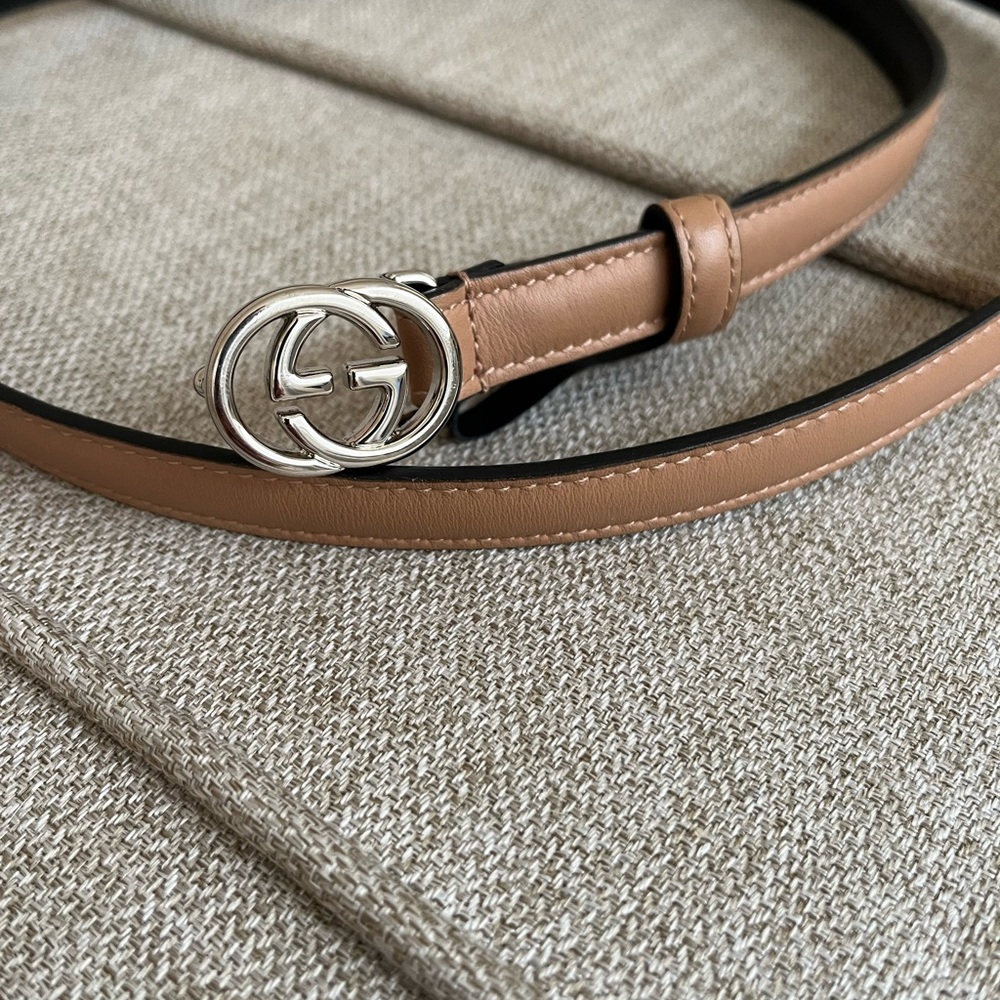 Gucci Tan Leather skinny Belt size 100 - Picture 2 of 5